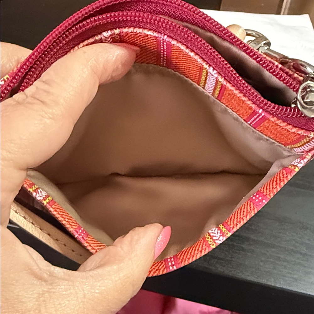 Coach Orange & Pink Striped Wristlet - Picture 12 of 12